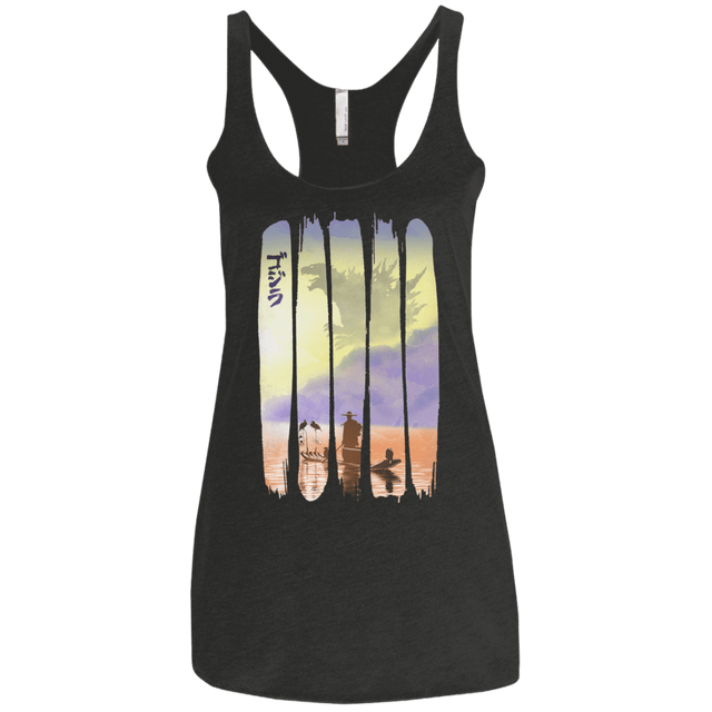 T-Shirts Vintage Black / X-Small Japanese Kaiju Women's Triblend Racerback Tank