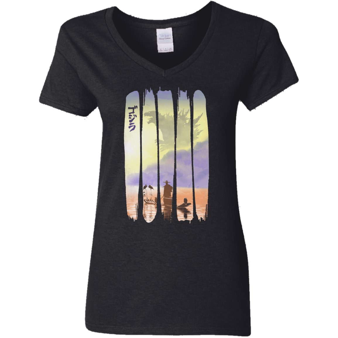 T-Shirts Black / S Japanese Kaiju Women's V-Neck T-Shirt