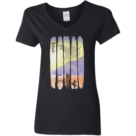 T-Shirts Black / S Japanese Kaiju Women's V-Neck T-Shirt