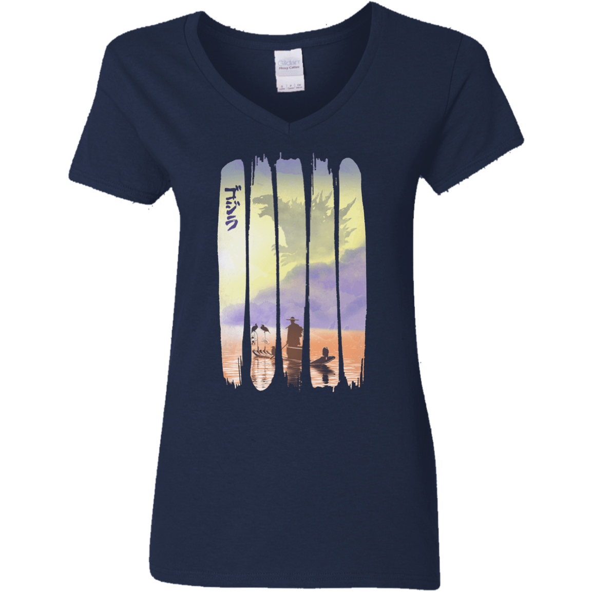 T-Shirts Navy / S Japanese Kaiju Women's V-Neck T-Shirt