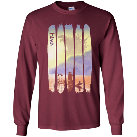 T-Shirts Maroon / YS Japanese Kaiju Youth Long Sleeve T-Shirt