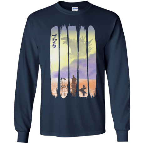 T-Shirts Navy / YS Japanese Kaiju Youth Long Sleeve T-Shirt