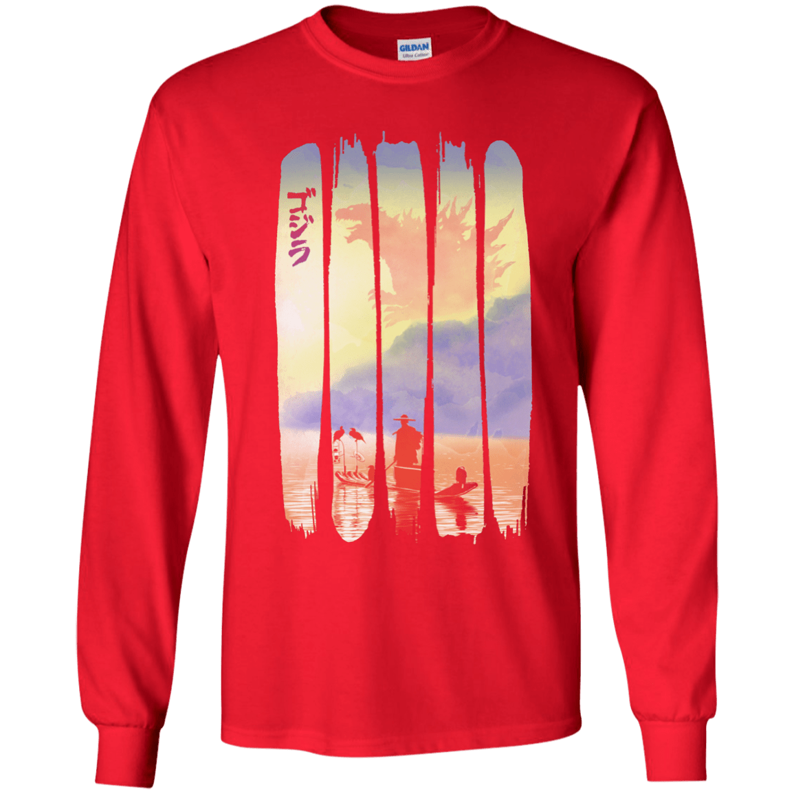T-Shirts Red / YS Japanese Kaiju Youth Long Sleeve T-Shirt