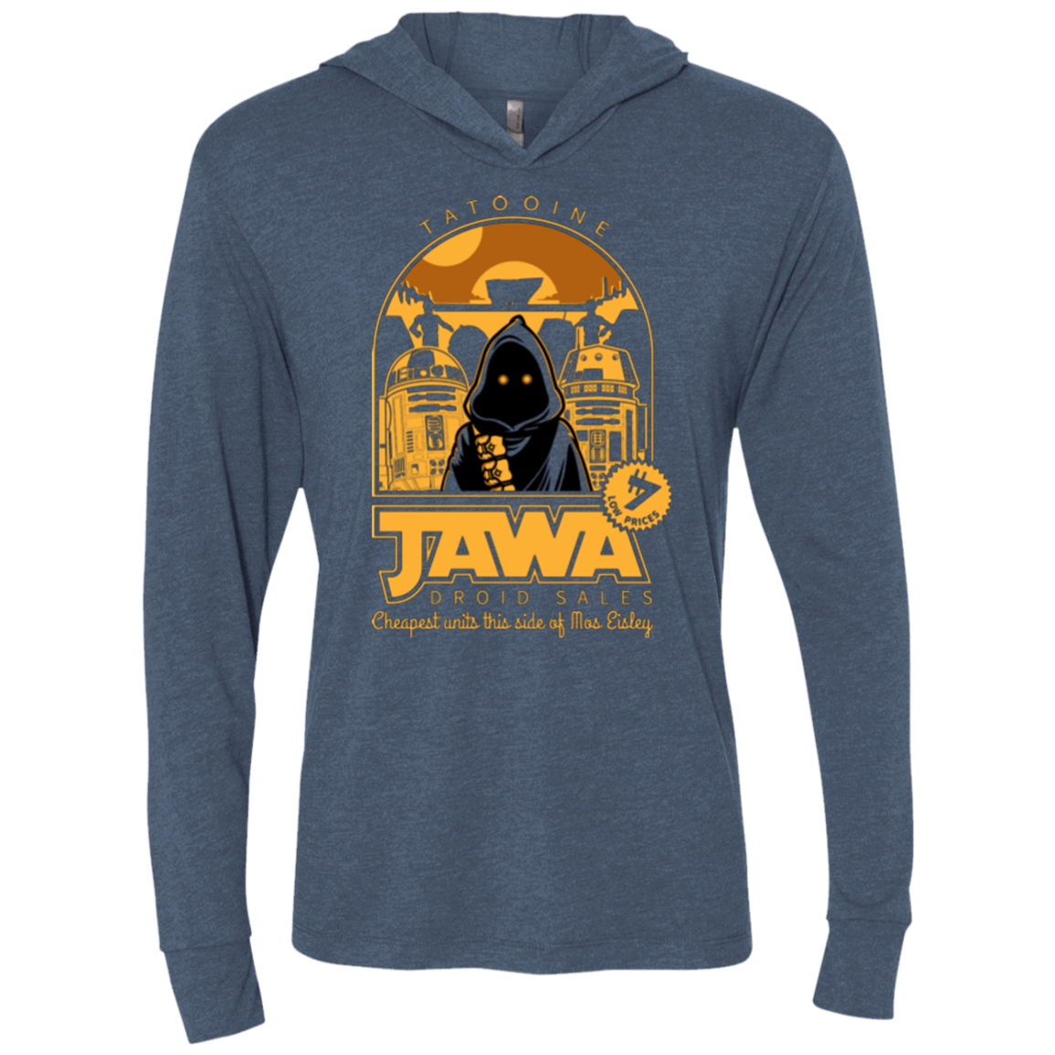 T-Shirts Indigo / X-Small Jawa Droid Sales Triblend Long Sleeve Hoodie Tee