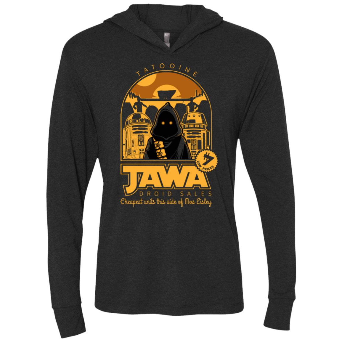 T-Shirts Vintage Black / X-Small Jawa Droid Sales Triblend Long Sleeve Hoodie Tee