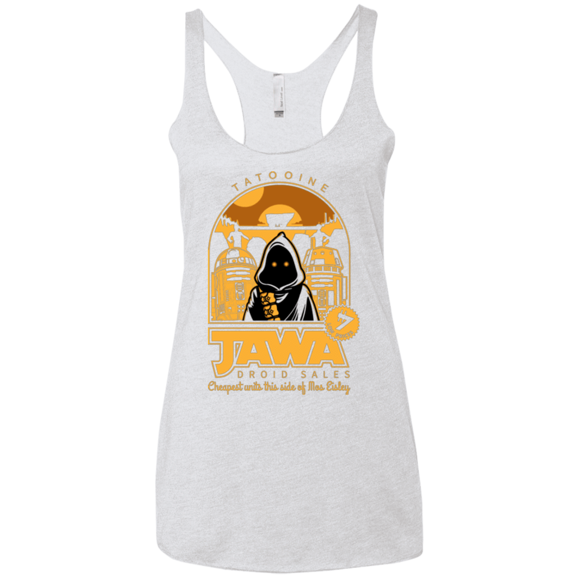 T-Shirts Heather White / X-Small Jawa Droid Sales Women's Triblend Racerback Tank