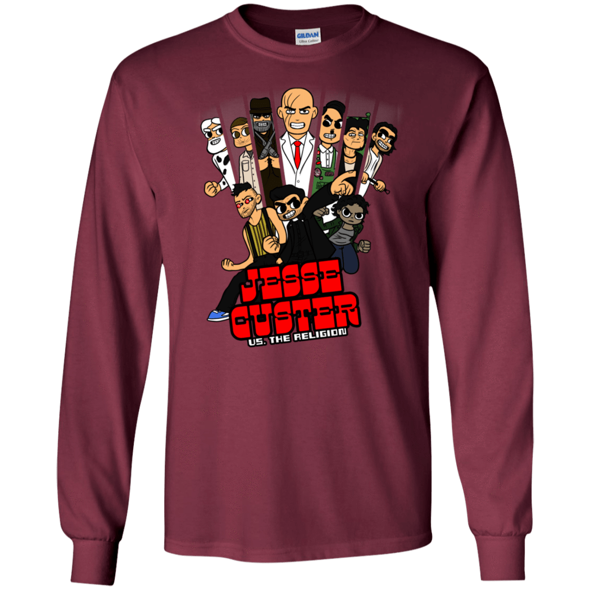 T-Shirts Maroon / S Jesse Custer vs The Religion Men's Long Sleeve T-Shirt