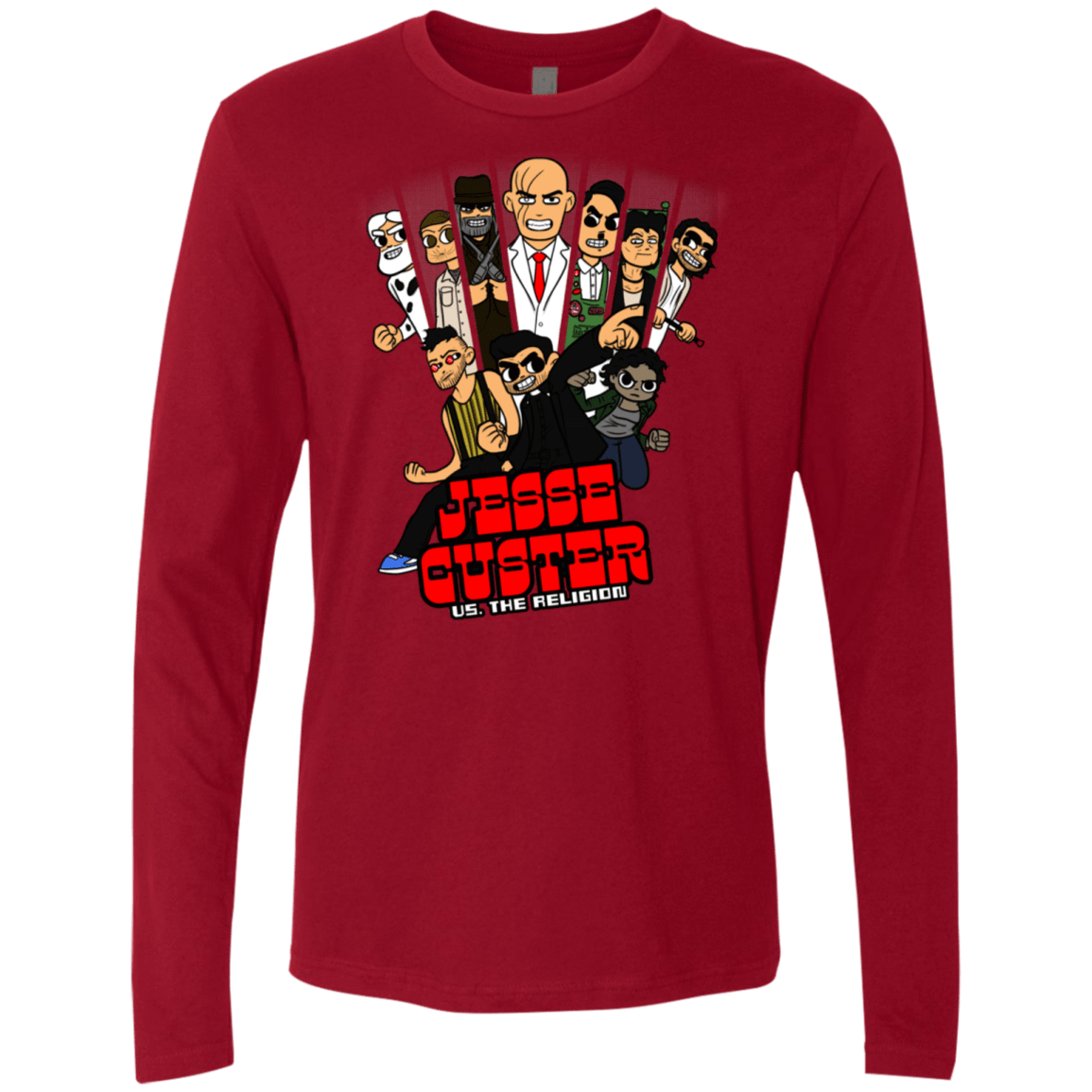 T-Shirts Cardinal / S Jesse Custer vs The Religion Men's Premium Long Sleeve