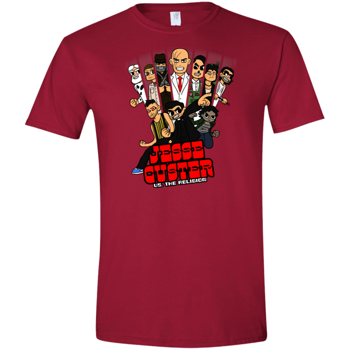 T-Shirts Cardinal Red / S Jesse Custer vs The Religion Men's Semi-Fitted Softstyle