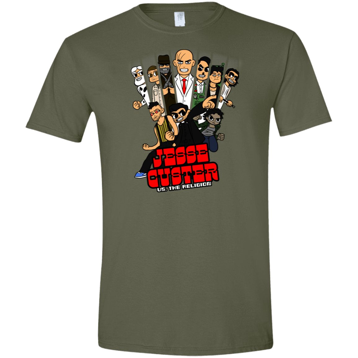 T-Shirts Military Green / S Jesse Custer vs The Religion Men's Semi-Fitted Softstyle