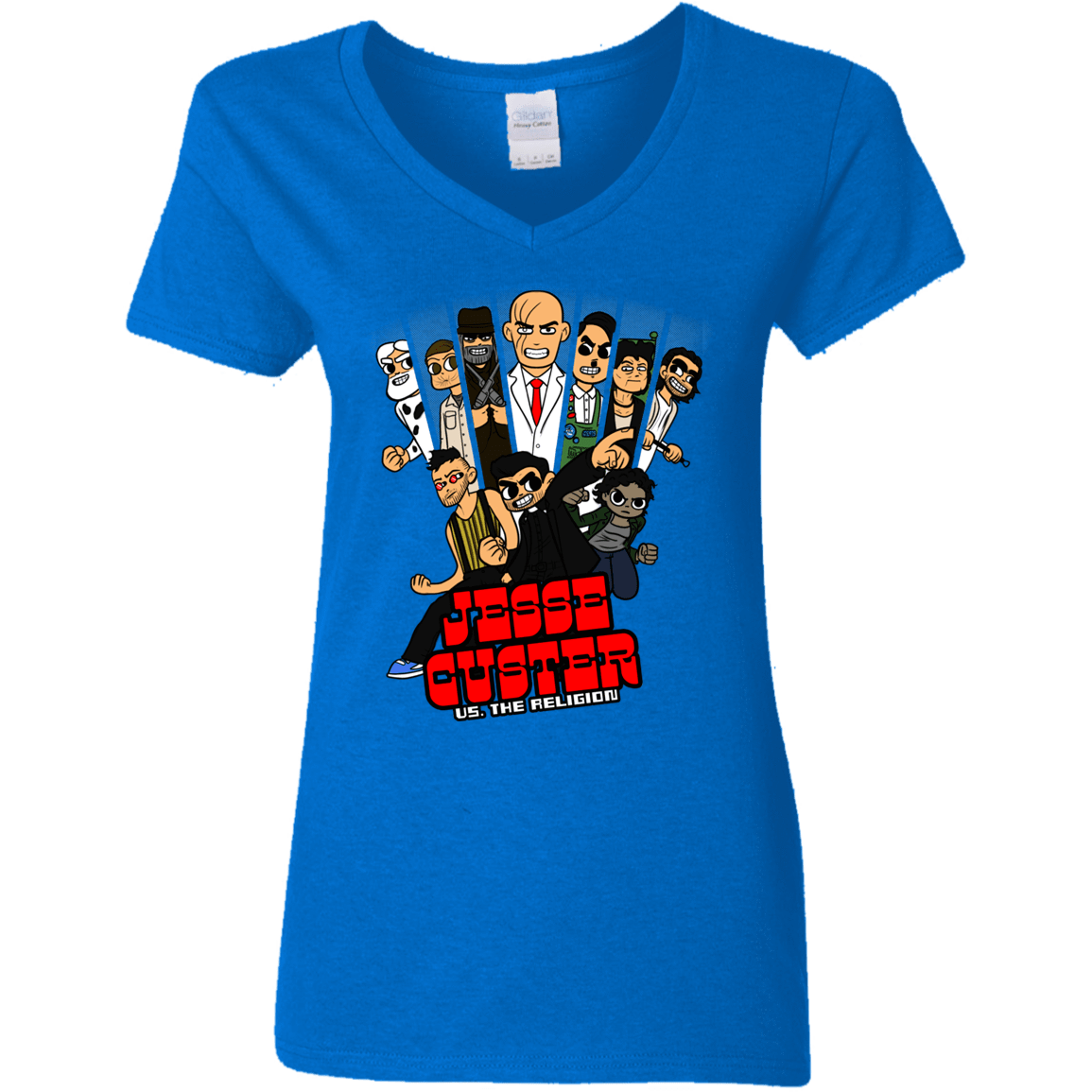 T-Shirts Royal / S Jesse Custer vs The Religion Women's V-Neck T-Shirt