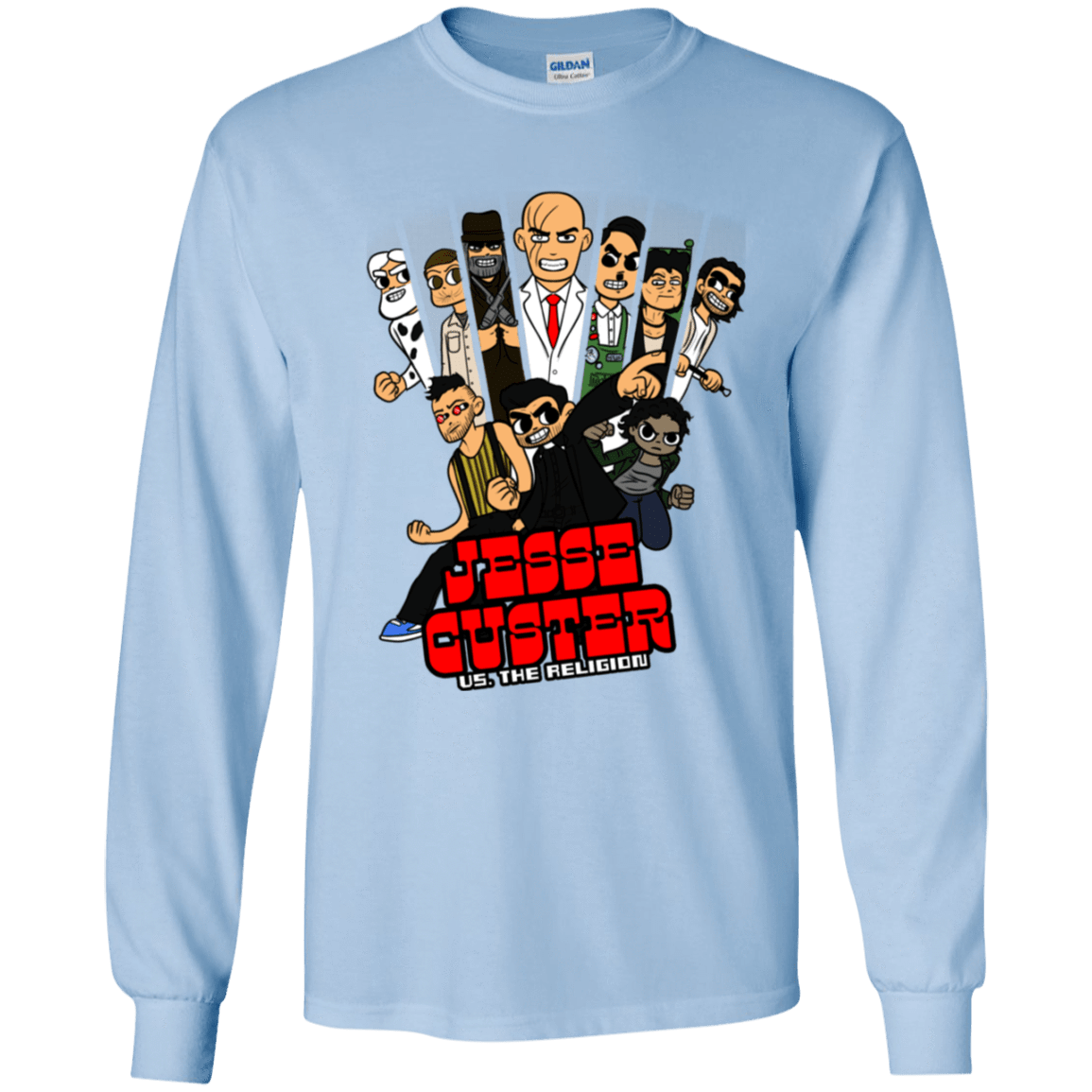 T-Shirts Light Blue / YS Jesse Custer vs The Religion Youth Long Sleeve T-Shirt