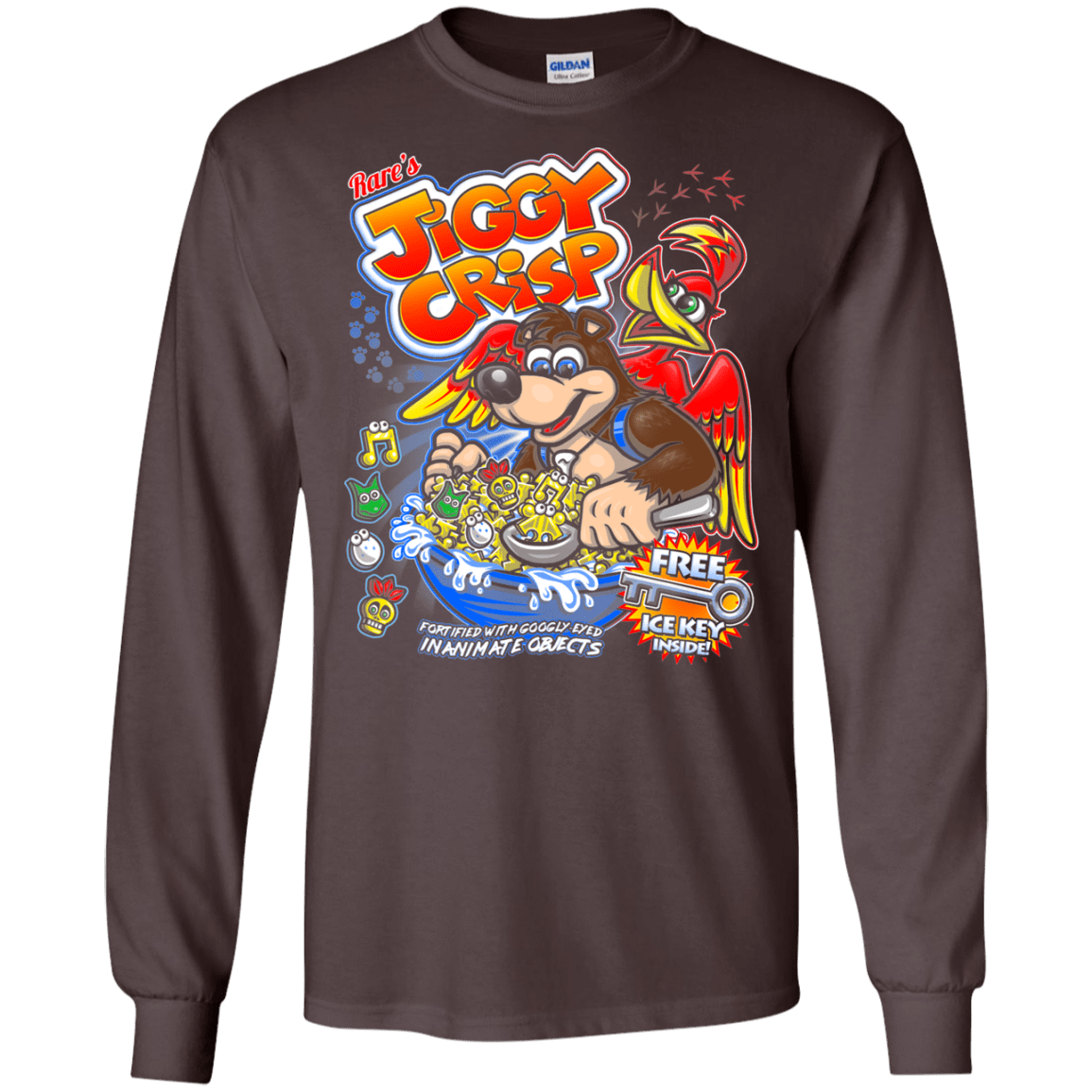 T-Shirts Dark Chocolate / S Jiggy Crisp Cereal Men's Long Sleeve T-Shirt