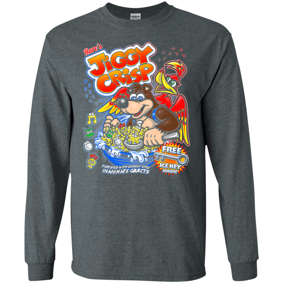 T-Shirts Dark Heather / S Jiggy Crisp Cereal Men's Long Sleeve T-Shirt