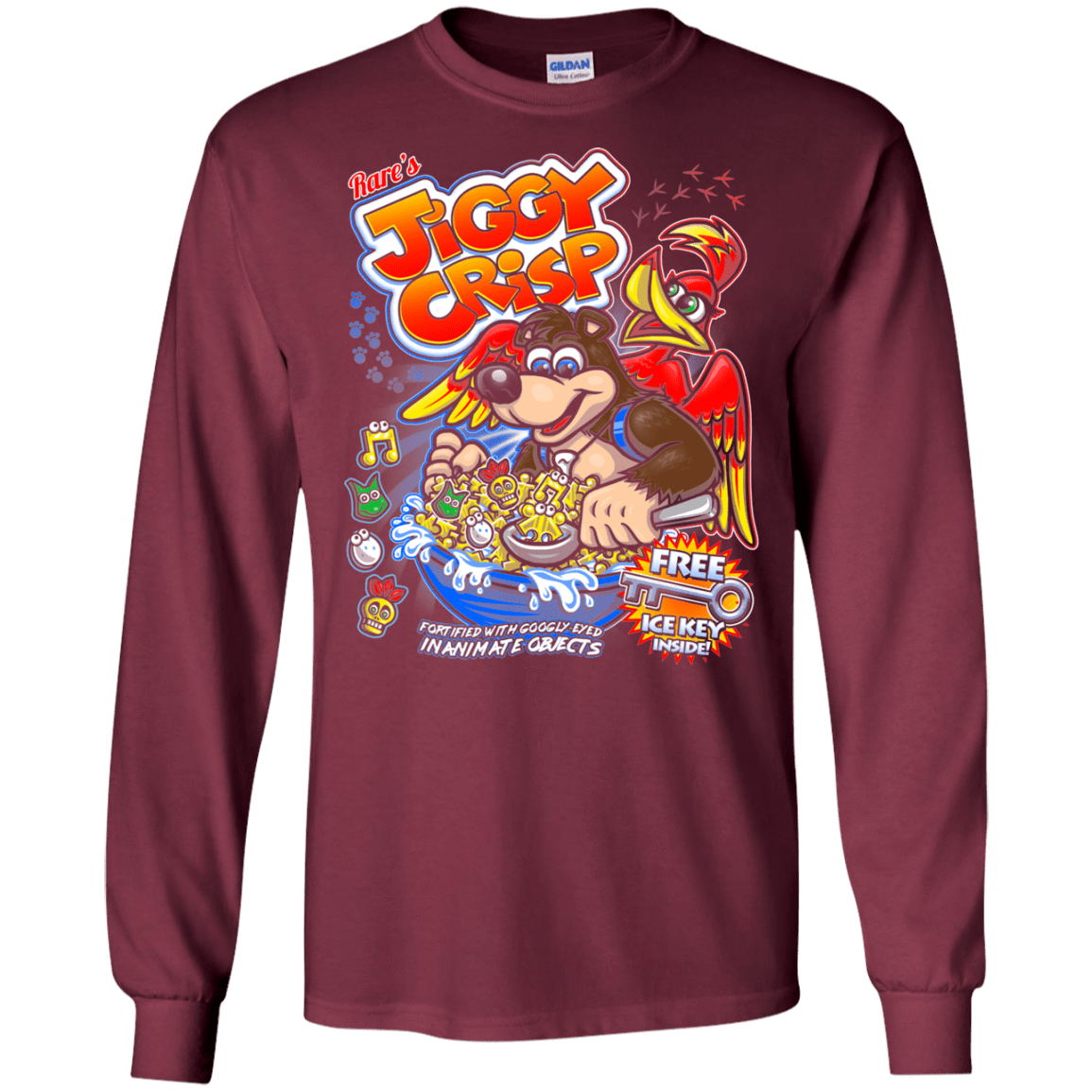 T-Shirts Maroon / S Jiggy Crisp Cereal Men's Long Sleeve T-Shirt