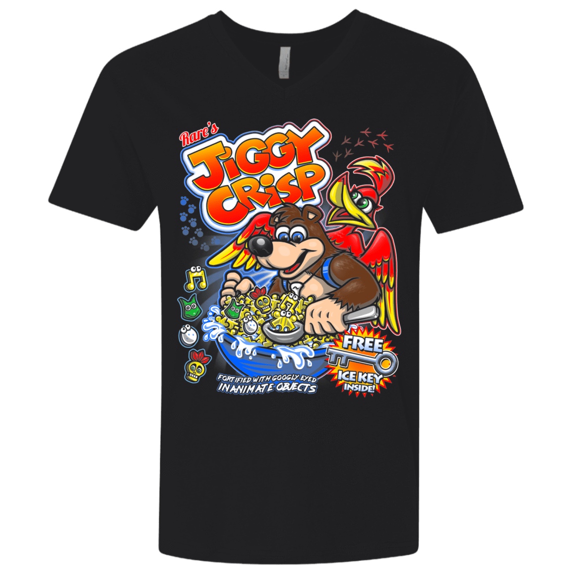T-Shirts Black / X-Small Jiggy Crisp Cereal Men's Premium V-Neck