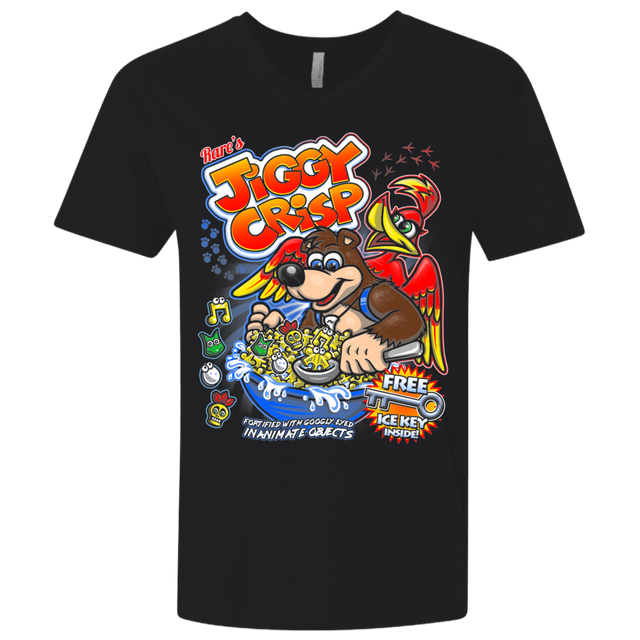 T-Shirts Black / X-Small Jiggy Crisp Cereal Men's Premium V-Neck