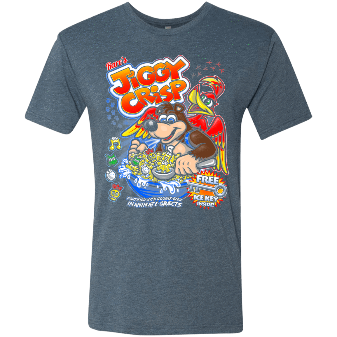 T-Shirts Indigo / S Jiggy Crisp Cereal Men's Triblend T-Shirt