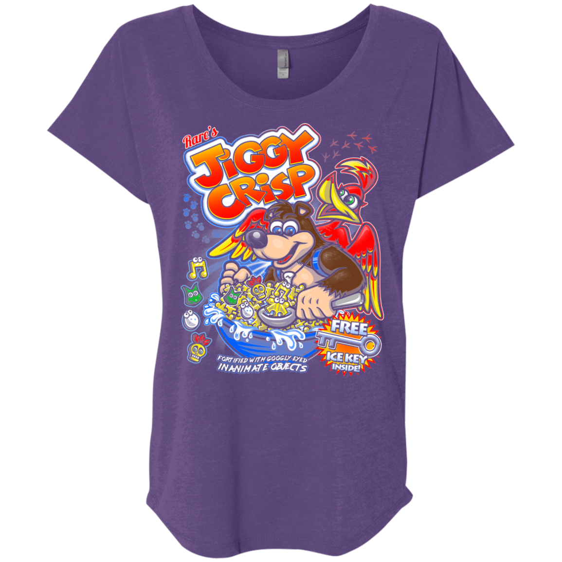 T-Shirts Purple Rush / X-Small Jiggy Crisp Cereal Triblend Dolman Sleeve