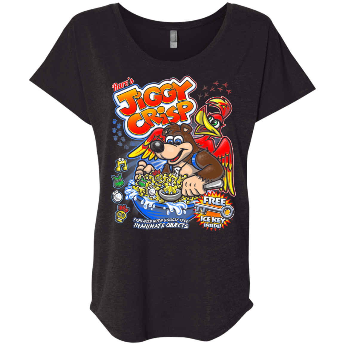 T-Shirts Vintage Black / X-Small Jiggy Crisp Cereal Triblend Dolman Sleeve