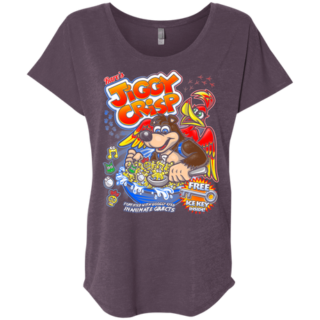 T-Shirts Vintage Purple / X-Small Jiggy Crisp Cereal Triblend Dolman Sleeve