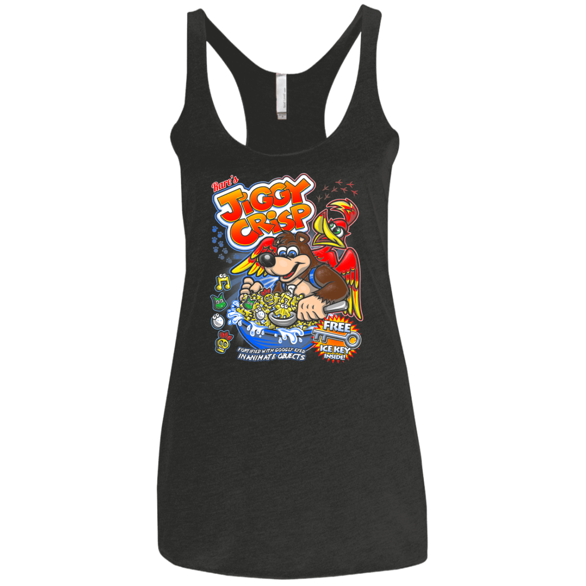 T-Shirts Vintage Black / X-Small Jiggy Crisp Cereal Women's Triblend Racerback Tank
