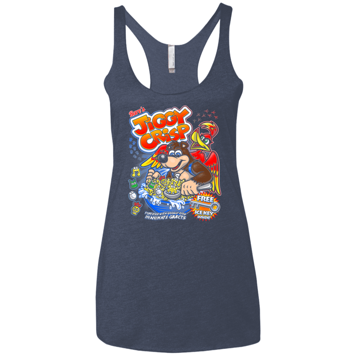 T-Shirts Vintage Navy / X-Small Jiggy Crisp Cereal Women's Triblend Racerback Tank