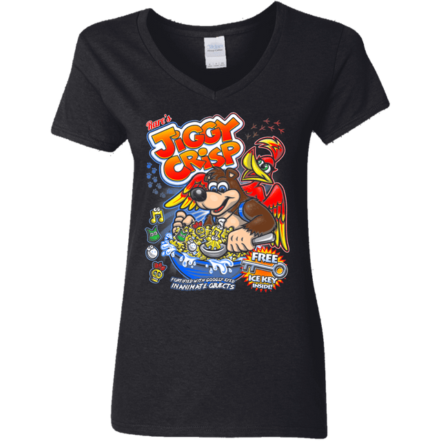 T-Shirts Black / S Jiggy Crisp Cereal Women's V-Neck T-Shirt