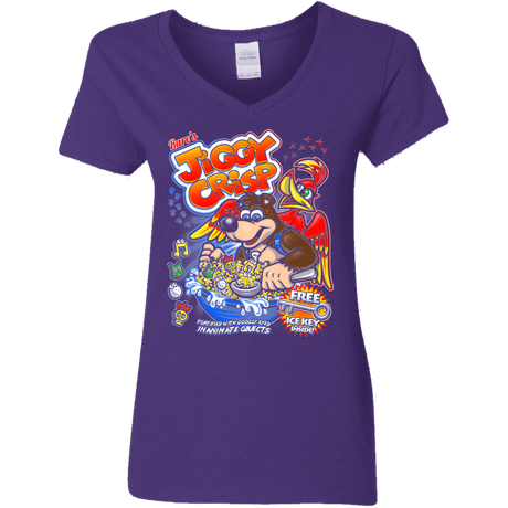 T-Shirts Purple / S Jiggy Crisp Cereal Women's V-Neck T-Shirt