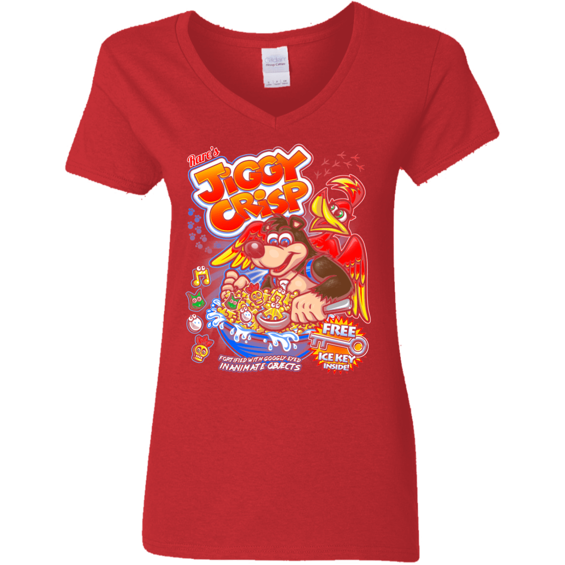 T-Shirts Red / S Jiggy Crisp Cereal Women's V-Neck T-Shirt