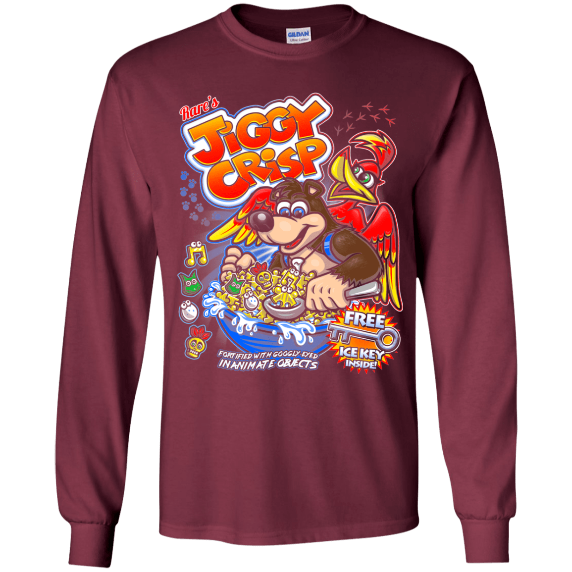 T-Shirts Maroon / YS Jiggy Crisp Cereal Youth Long Sleeve T-Shirt