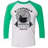 T-Shirts Heather White/Envy / X-Small Johnny Gym Men's Triblend 3/4 Sleeve