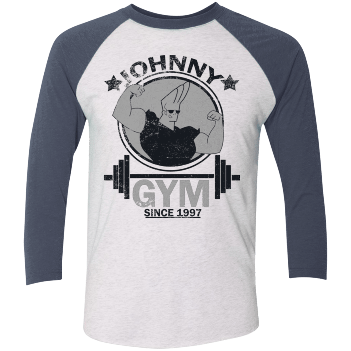 T-Shirts Heather White/Indigo / X-Small Johnny Gym Men's Triblend 3/4 Sleeve
