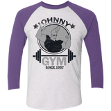 T-Shirts Heather White/Purple Rush / X-Small Johnny Gym Men's Triblend 3/4 Sleeve