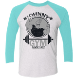 T-Shirts Heather White/Tahiti Blue / X-Small Johnny Gym Men's Triblend 3/4 Sleeve