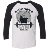 T-Shirts Heather White/Vintage Black / X-Small Johnny Gym Men's Triblend 3/4 Sleeve