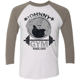 T-Shirts Heather White/Vintage Grey / X-Small Johnny Gym Men's Triblend 3/4 Sleeve