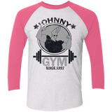 T-Shirts Heather White/Vintage Pink / X-Small Johnny Gym Men's Triblend 3/4 Sleeve
