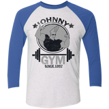 T-Shirts Heather White/Vintage Royal / X-Small Johnny Gym Men's Triblend 3/4 Sleeve