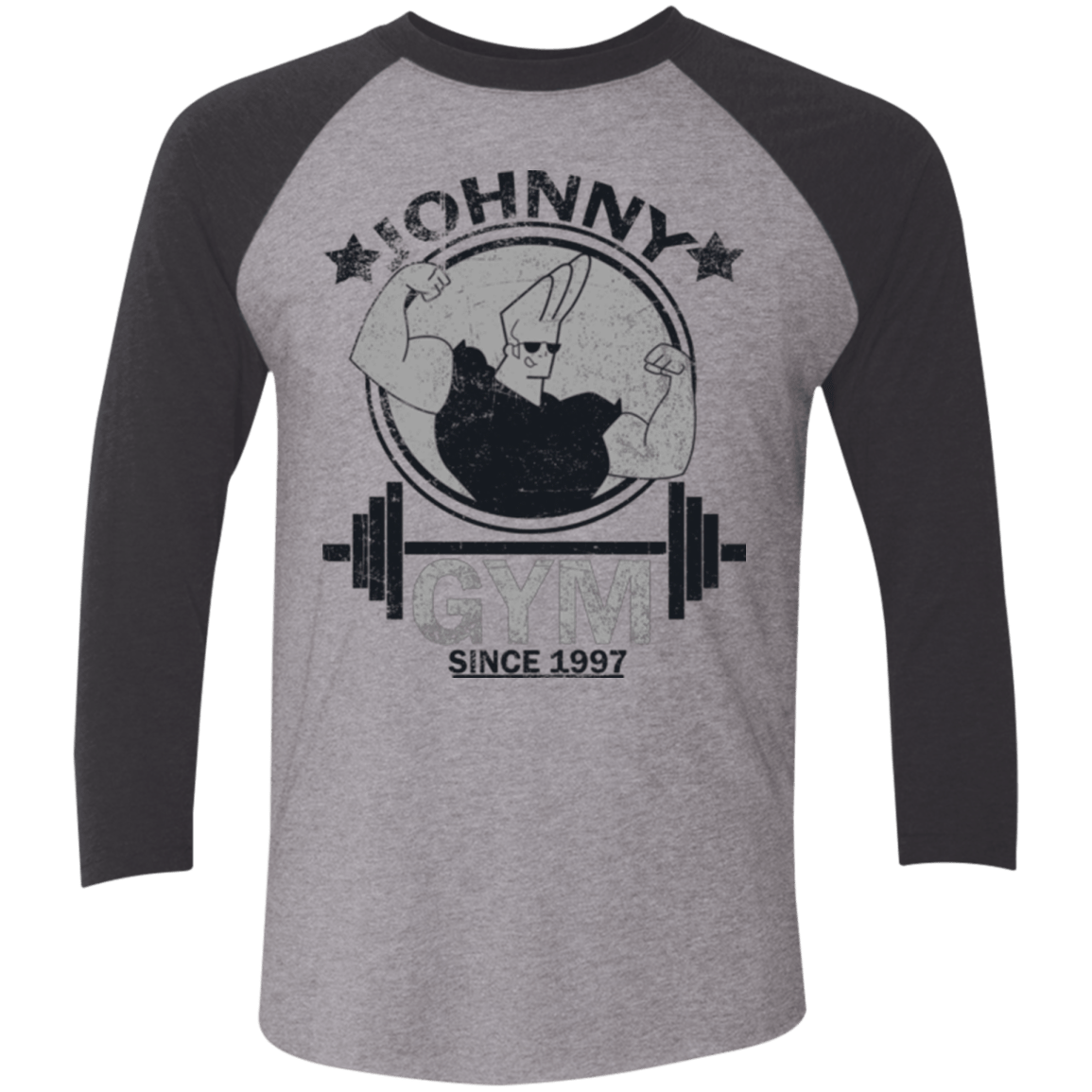 T-Shirts Premium Heather/ Vintage Black / X-Small Johnny Gym Men's Triblend 3/4 Sleeve