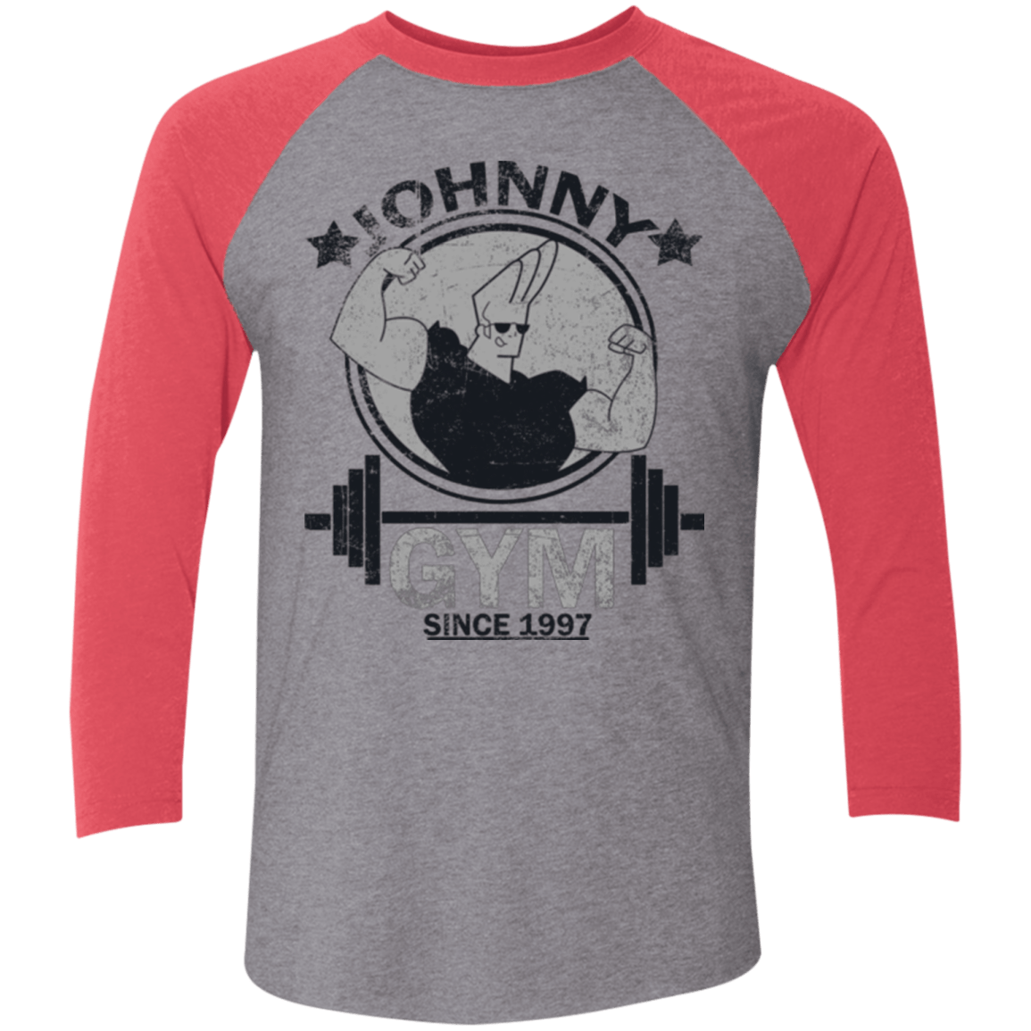 T-Shirts Premium Heather/ Vintage Red / X-Small Johnny Gym Men's Triblend 3/4 Sleeve