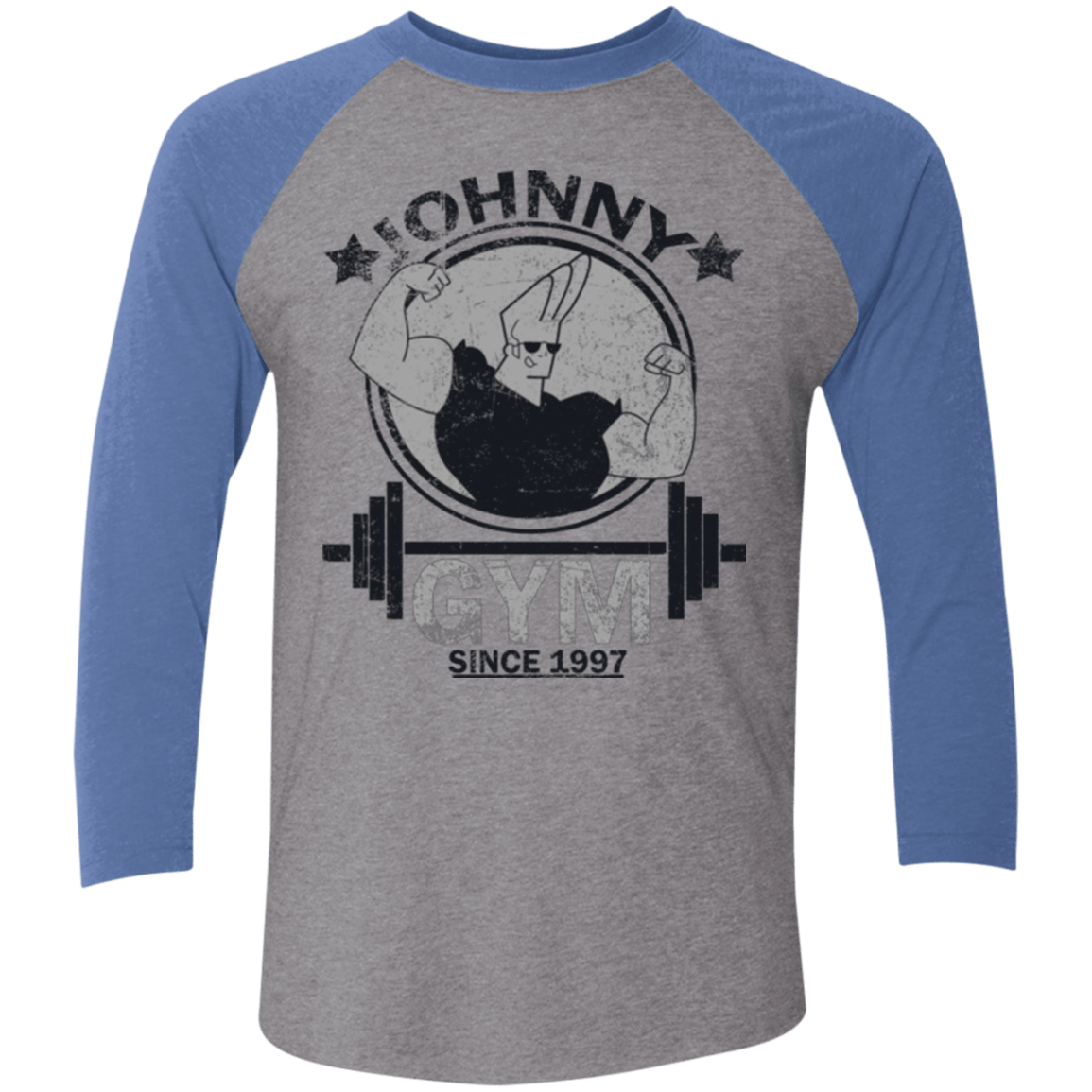 T-Shirts Premium Heather/ Vintage Royal / X-Small Johnny Gym Men's Triblend 3/4 Sleeve