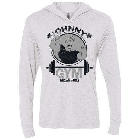 T-Shirts Heather White / X-Small Johnny Gym Triblend Long Sleeve Hoodie Tee