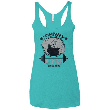 T-Shirts Tahiti Blue / X-Small Johnny Gym Women's Triblend Racerback Tank