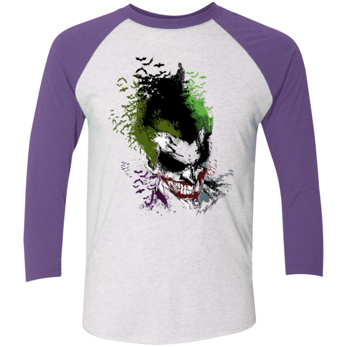 T-Shirts Heather White/Purple Rush / X-Small Joker 2 Men's Triblend 3/4 Sleeve