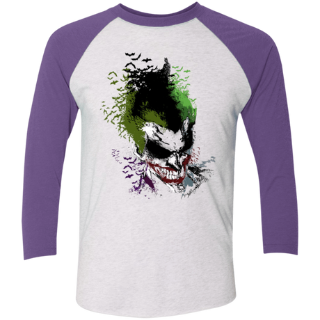 T-Shirts Heather White/Purple Rush / X-Small Joker 2 Men's Triblend 3/4 Sleeve