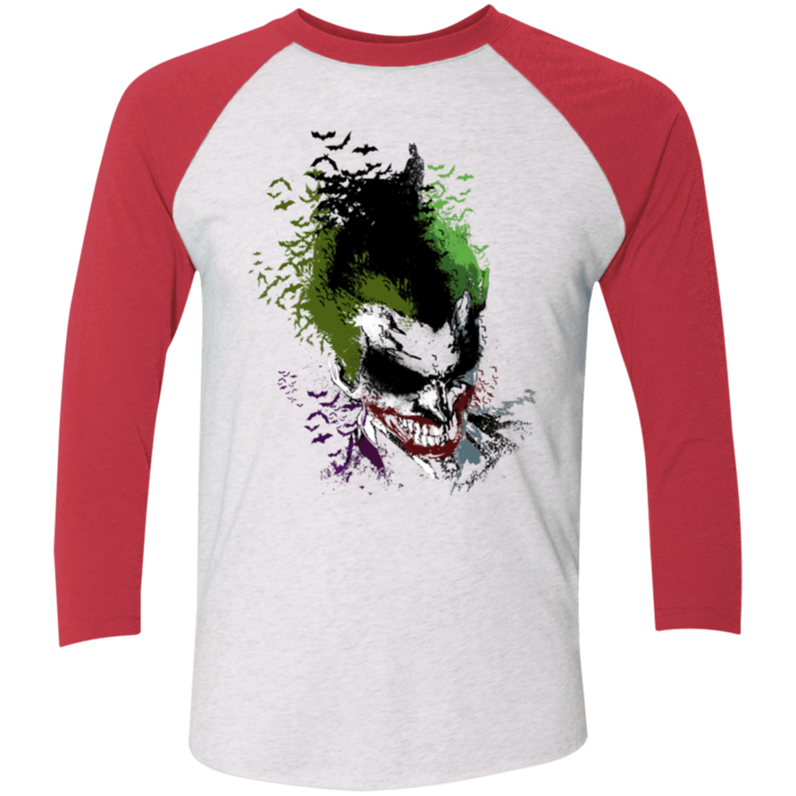 T-Shirts Heather White/Vintage Red / X-Small Joker 2 Men's Triblend 3/4 Sleeve