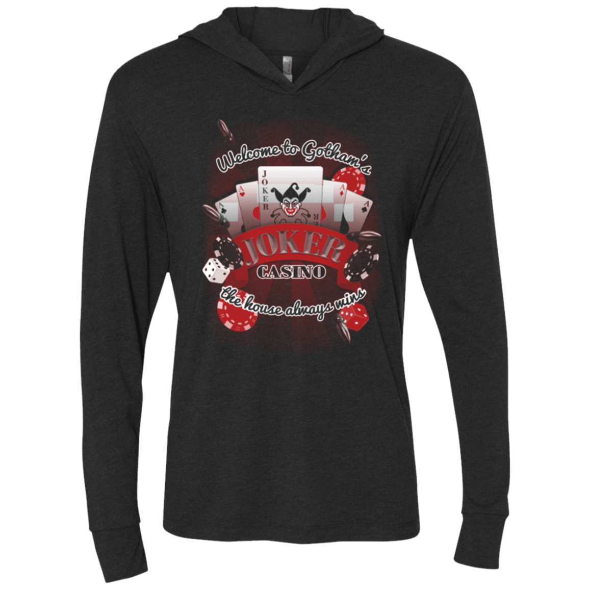 T-Shirts Vintage Black / X-Small JOKER CASINO Triblend Long Sleeve Hoodie Tee