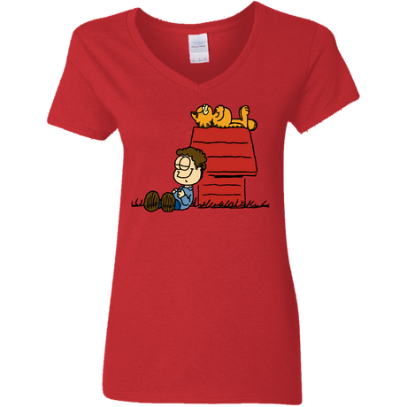 T-Shirts Red / S Jon Brown Women's V-Neck T-Shirt