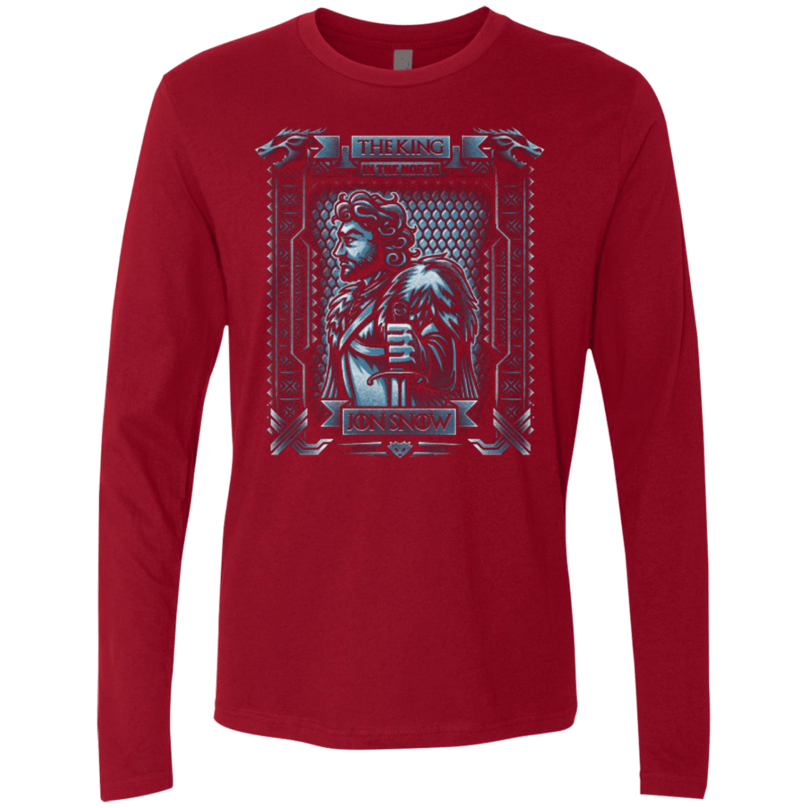 T-Shirts Cardinal / Small Jon Snow King in the North Men's Premium Long Sleeve